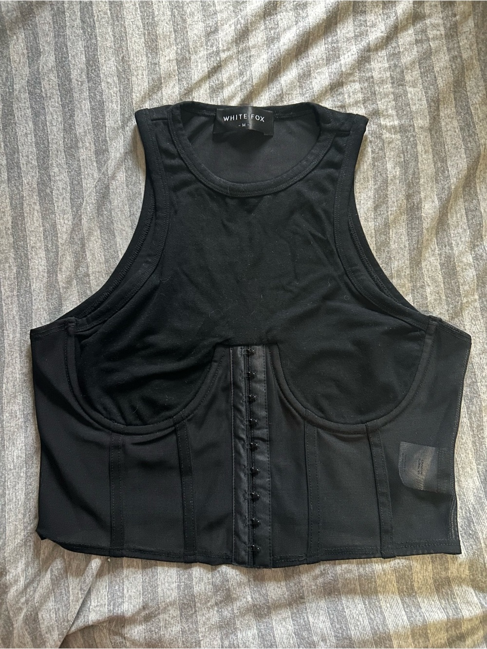 White Fox Boutique Black Corset Crop Tank